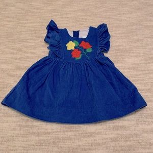 Vintage Corduroy Dress with Flower Appliqués